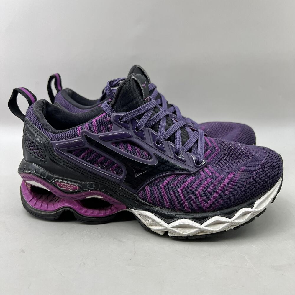 Mizuno Wave Creation Running Shoes Women Size 6 Purple Mesh Comfort Sneakers
